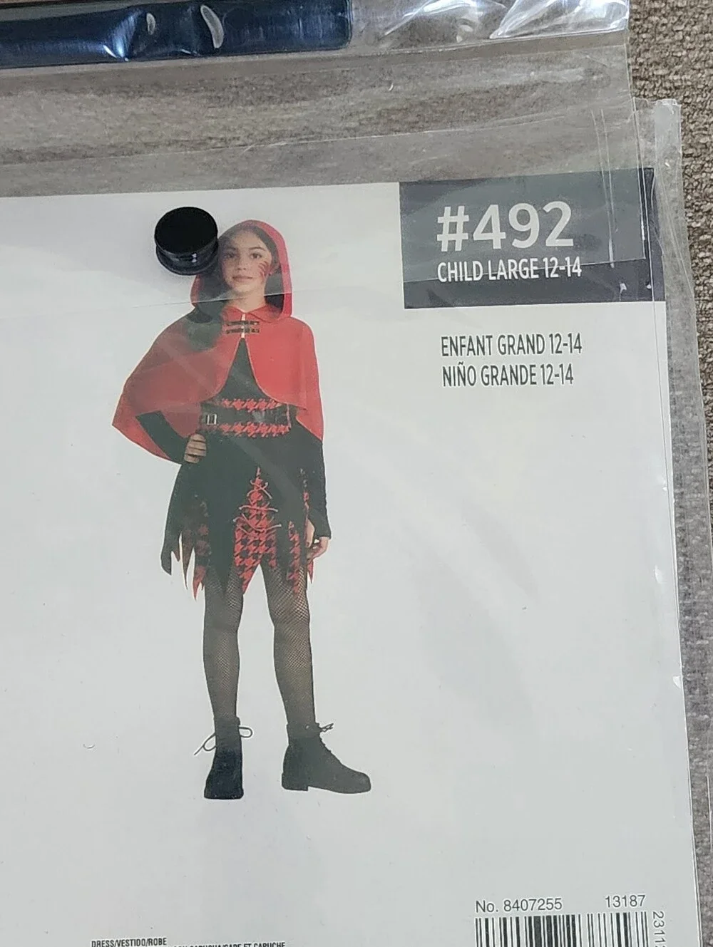 New In Package Riding Hood Rebel Kids Halloween Costume Size Large 12-14